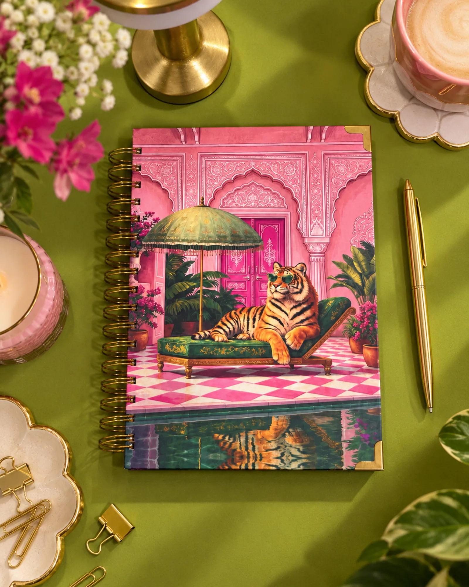 SHERNI notebook, on a styled desk